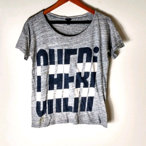 J. Crew XS CHERI Gray Black White Graphic T-Shirt Top - Picture 1 of 3